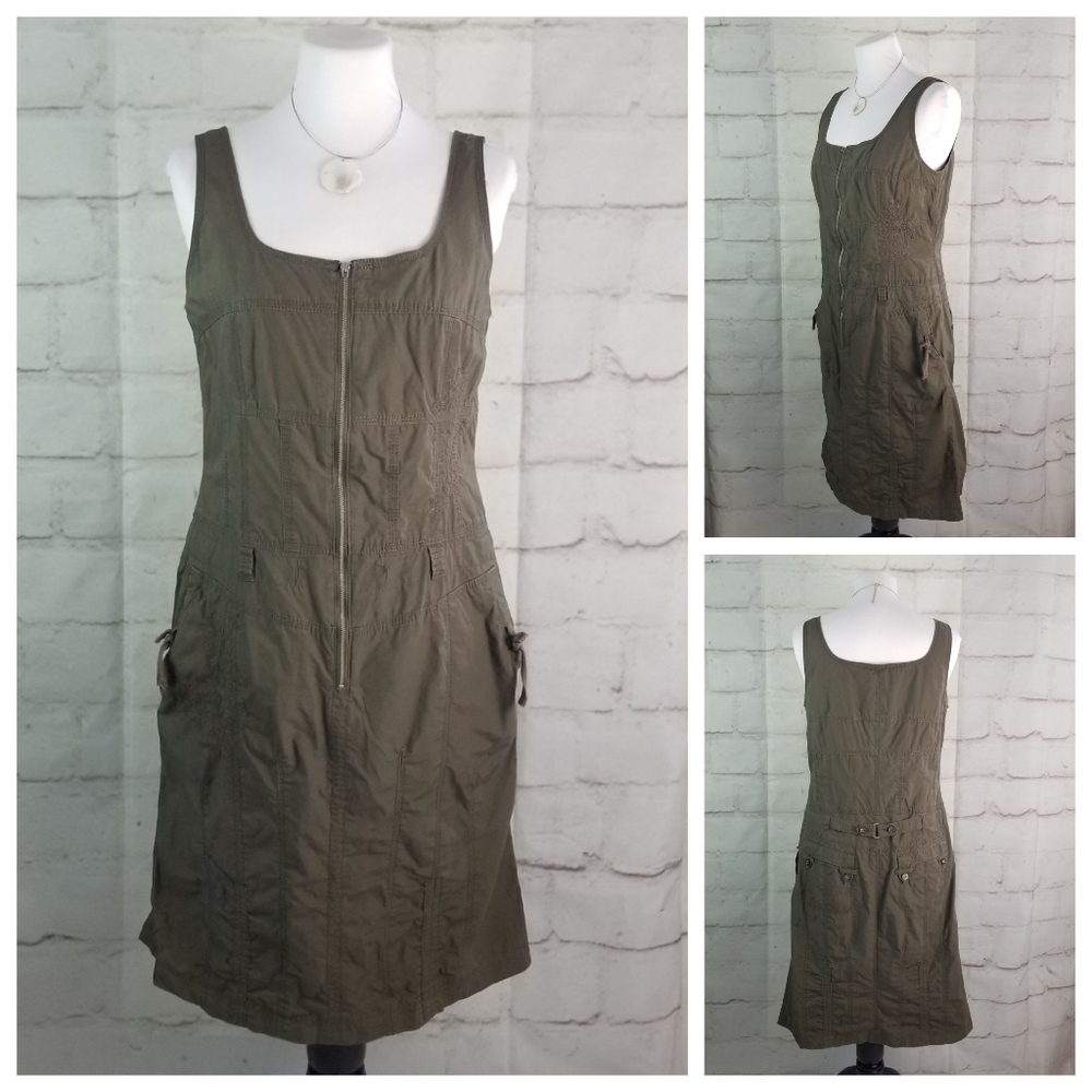 Steilmann 8 Army Green Sleeveless Cargo Midi Dress